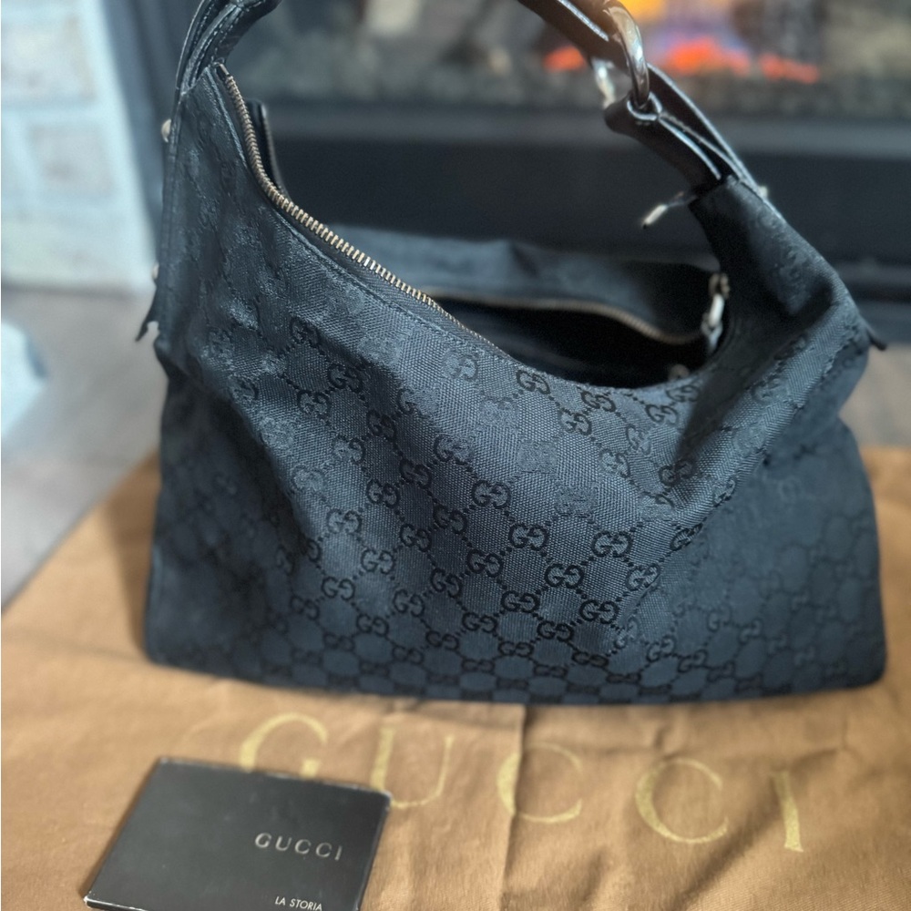 Gucci Black Monogram Hobo Bag - Picture 7 of 9